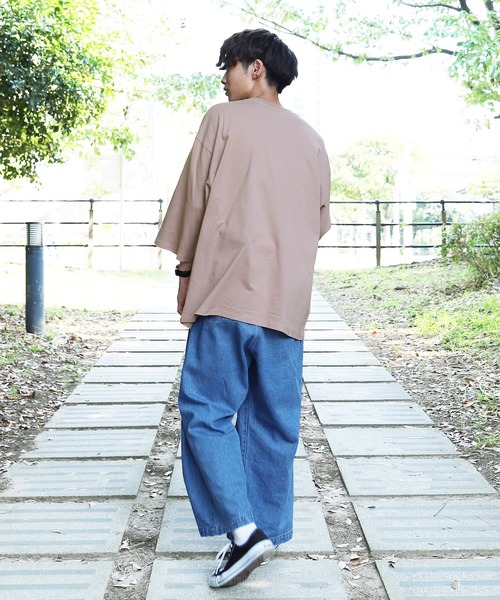 PairPair（ペアペア）の「ポケット付きビッグＴ(ユニセックス)（Tシャツ/カットソー・メンズ・オフホワイト/サックスブルー/スミクロ/レンガ/モカ・FREE）」の15枚目の写真