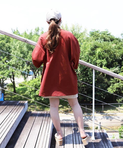 PairPair（ペアペア）の「ポケット付きビッグＴ(ユニセックス)（Tシャツ/カットソー・メンズ・オフホワイト/サックスブルー/スミクロ/レンガ/モカ・FREE）」の18枚目の写真