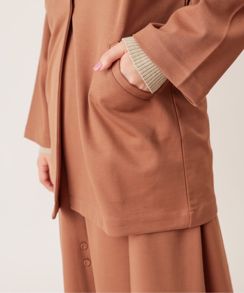 natural couture（ナチュラルクチュール）の「ノーカラーゆるっとジャケット（ノーカラージャケット・レディース・ダークブラウン/ベージュ/ピンク/ライトベージュ・FREE）」の22枚目の写真