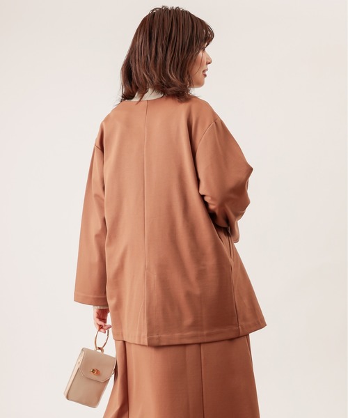 natural couture（ナチュラルクチュール）の「ノーカラーゆるっとジャケット（ノーカラージャケット・レディース・ダークブラウン/ベージュ/ピンク/ライトベージュ・FREE）」の9枚目の写真