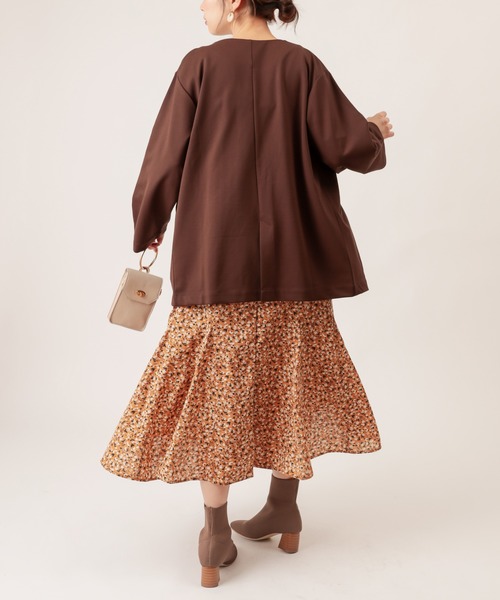 natural couture（ナチュラルクチュール）の「ノーカラーゆるっとジャケット（ノーカラージャケット・レディース・ダークブラウン/ベージュ/ピンク/ライトベージュ・FREE）」の7枚目の写真