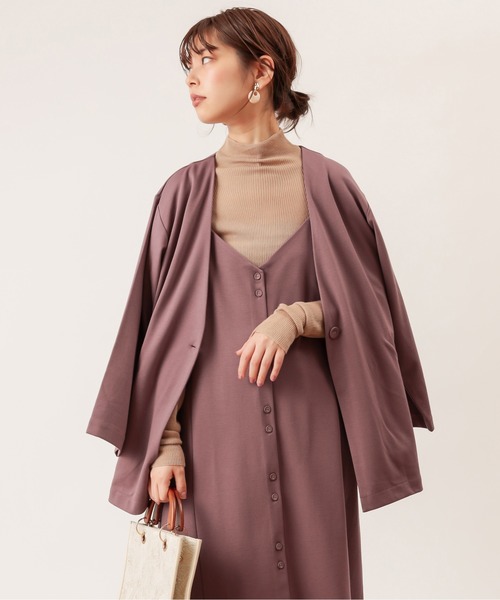 natural couture（ナチュラルクチュール）の「ノーカラーゆるっとジャケット（ノーカラージャケット・レディース・ダークブラウン/ベージュ/ピンク/ライトベージュ・FREE）」の14枚目の写真