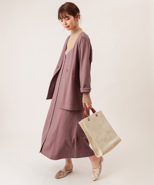 natural couture（ナチュラルクチュール）の「ノーカラーゆるっとジャケット（ノーカラージャケット・レディース・ダークブラウン/ベージュ/ピンク/ライトベージュ・FREE）」の16枚目の写真