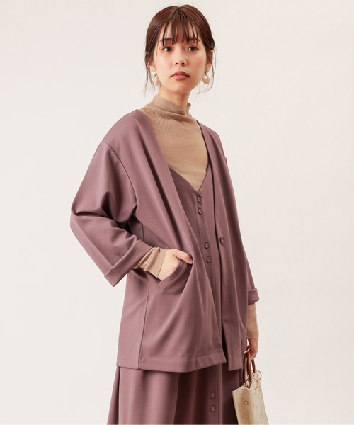 natural couture（ナチュラルクチュール）の「ノーカラーゆるっとジャケット（ノーカラージャケット・レディース・ダークブラウン/ベージュ/ピンク/ライトベージュ・FREE）」の15枚目の写真