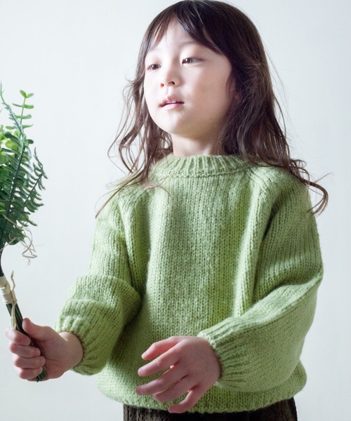 ＆yam（アンドヤム）の「カラーニット（ニット/セーター・キッズ・パープル/オレンジ/グリーン・100cm/110cm/120cm/140cm/130cm/150cm/160cm）」の2枚目の写真