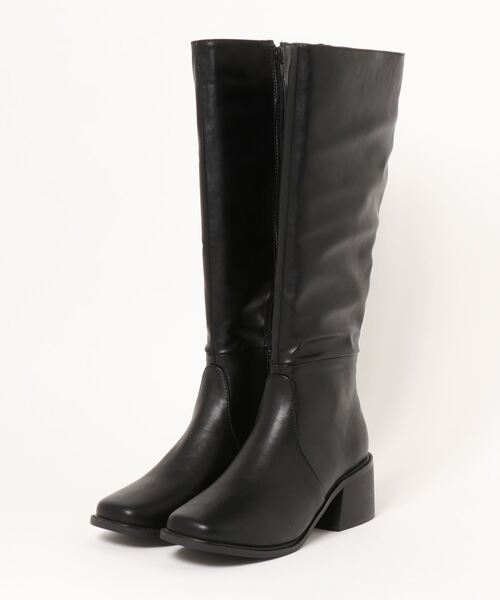 VENCEEXCHANGE（ヴァンスエクスチェンジ）の「スクエアトゥーロングブーツ（ブーツ・レディース・ブラウン/コーラル/ブラック・23/24/25.0cm）」の2枚目の写真