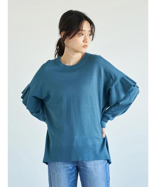 AMERICAN HOLIC（アメリカンホリック）の「ショルダーフリルニットプルオーバー ＊（ニット/セーター・レディース・ブラック/ブルー/ライトベージュ・FREE）」の12枚目の写真