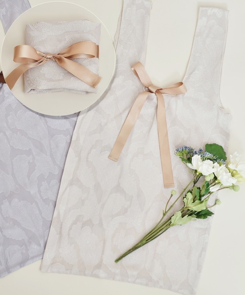 tocco closet(トッコ クローゼット)の「【ZOZO限定】りぼん付きペイズリーシアーシフォンバック(エコバッグ/サブバッグ・レディース・グレー系その他/ベージュ系その他・FREE)」の1枚目の写真