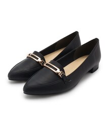 ◆【残りわずか】【22.0cm~25.0cm】スクエアビットフラットローファー