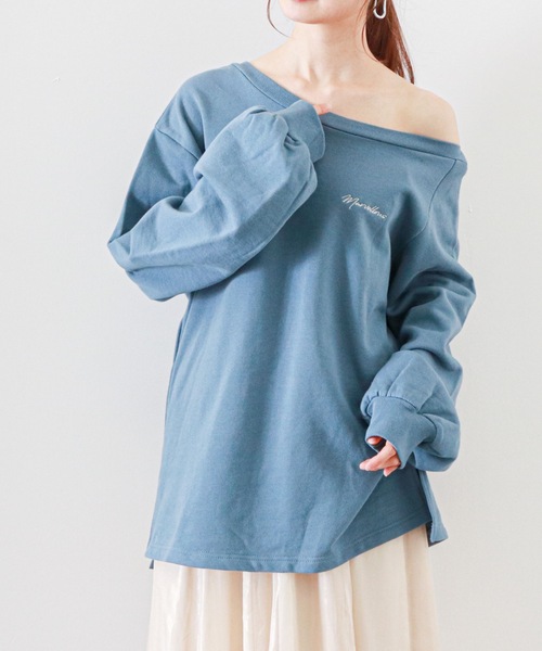 archives(アルシーヴ)の「アシメ裏毛プルオーバー(Tシャツ/カットソー・レディース・ブルー/オフホワイト/ベージュ・MEDIUM)」の3枚目の写真