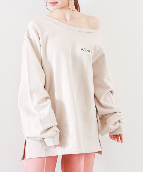 archives(アルシーヴ)の「アシメ裏毛プルオーバー(Tシャツ/カットソー・レディース・ブルー/オフホワイト/ベージュ・MEDIUM)」の4枚目の写真