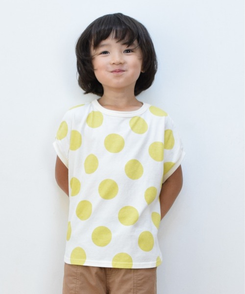 MAKE YOUR DAY（メイクユアデイ）の「ドットラウンドTシャツ■80～140cm（Tシャツ/カットソー・キッズ・ブラウン/ブルー/ピンク/イエロー・130/140/90/80/100/120/110）」の3枚目の写真