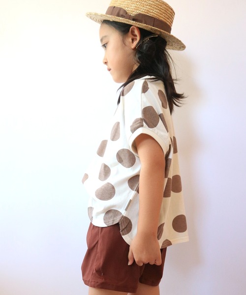 MAKE YOUR DAY（メイクユアデイ）の「ドットラウンドTシャツ■80～140cm（Tシャツ/カットソー・キッズ・ブラウン/ブルー/ピンク/イエロー・130/140/90/80/100/120/110）」の21枚目の写真
