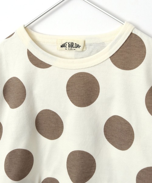 MAKE YOUR DAY（メイクユアデイ）の「ドットラウンドTシャツ■80～140cm（Tシャツ/カットソー・キッズ・ブラウン/ブルー/ピンク/イエロー・130/140/90/80/100/120/110）」の17枚目の写真