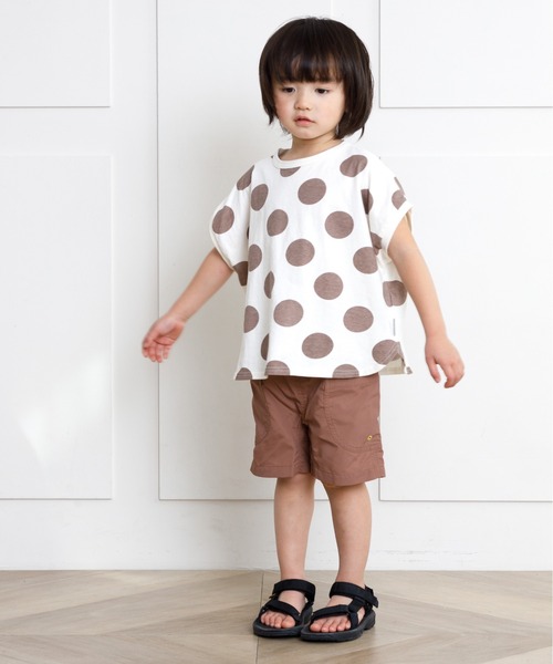MAKE YOUR DAY（メイクユアデイ）の「ドットラウンドTシャツ■80～140cm（Tシャツ/カットソー・キッズ・ブラウン/ブルー/ピンク/イエロー・130/140/90/80/100/120/110）」の5枚目の写真