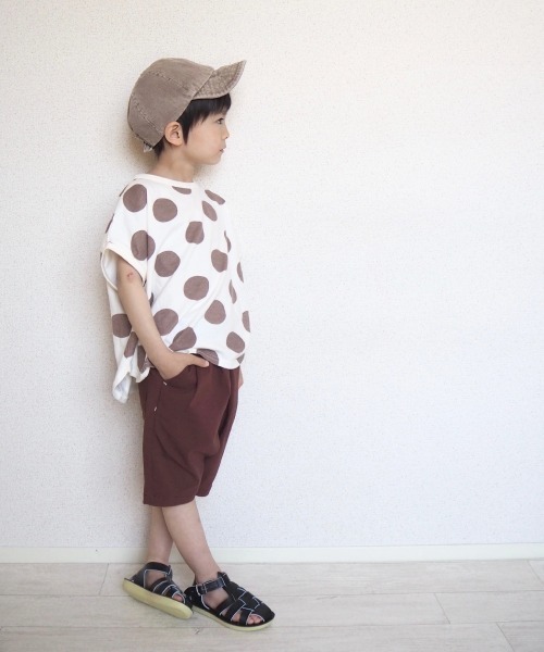 MAKE YOUR DAY（メイクユアデイ）の「ドットラウンドTシャツ■80～140cm（Tシャツ/カットソー・キッズ・ブラウン/ブルー/ピンク/イエロー・130/140/90/80/100/120/110）」の8枚目の写真