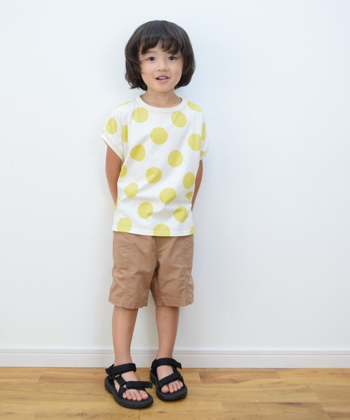 MAKE YOUR DAY（メイクユアデイ）の「ドットラウンドTシャツ■80～140cm（Tシャツ/カットソー・キッズ・ブラウン/ブルー/ピンク/イエロー・130/140/90/80/100/120/110）」の12枚目の写真