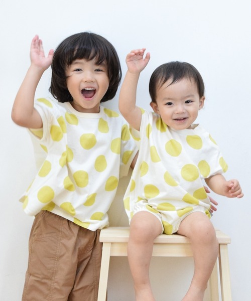 MAKE YOUR DAY（メイクユアデイ）の「ドットラウンドTシャツ■80～140cm（Tシャツ/カットソー・キッズ・ブラウン/ブルー/ピンク/イエロー・130/140/90/80/100/120/110）」の14枚目の写真