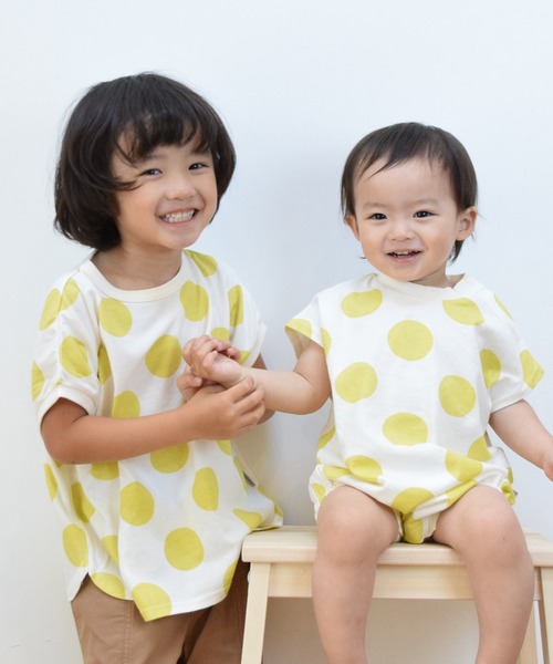 MAKE YOUR DAY（メイクユアデイ）の「ドットラウンドTシャツ■80～140cm（Tシャツ/カットソー・キッズ・ブラウン/ブルー/ピンク/イエロー・130/140/90/80/100/120/110）」の15枚目の写真