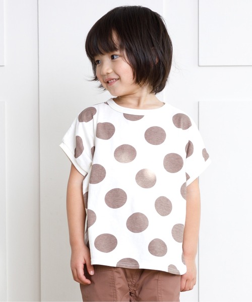 MAKE YOUR DAY（メイクユアデイ）の「ドットラウンドTシャツ■80～140cm（Tシャツ/カットソー・キッズ・ブラウン/ブルー/ピンク/イエロー・130/140/90/80/100/120/110）」の11枚目の写真