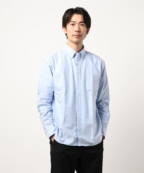 OUTDOOR PRODUCTS APPAREL(アウトドアプロダクツアパレル)の「リラックスフィットオックスBDシャツ ボタンダウン オーバーサイズ/ビッグシルエット(シャツ/ブラウス・メンズ・ホワイト/サックスブルー・LARGE/X-LARGE/MEDIUM)」の2枚目の写真