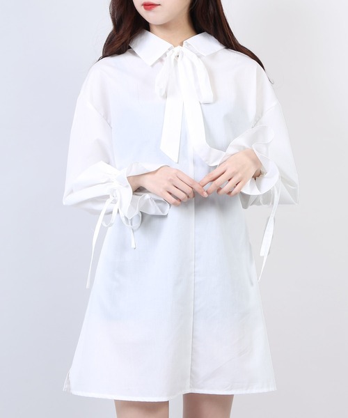 WC（ダブル シー）の「WC/2WAYリボン長袖シャツ（シャツ/ブラウス・レディース・ホワイト/ブラック・FREE）」の2枚目の写真