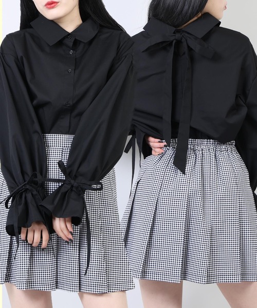 WC（ダブル シー）の「WC/2WAYリボン長袖シャツ（シャツ/ブラウス・レディース・ホワイト/ブラック・FREE）」の5枚目の写真