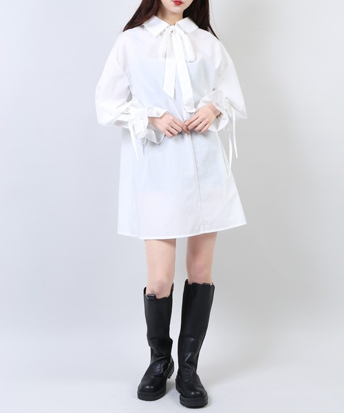 WC（ダブル シー）の「WC/2WAYリボン長袖シャツ（シャツ/ブラウス・レディース・ホワイト/ブラック・FREE）」の4枚目の写真