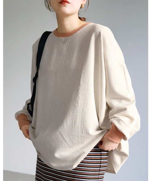 reca(レカ)の「【お気に入り数11万人突破!】ゆったり体型カバー!ボーダー&無地オーバーサイズプルオーバー(Tシャツ/カットソー・レディース・グレー/ブラック/ベージュ/ブラウン系その他/ブラック系その他/グリーン系その他/オフホワイト/ブラック系その他2/オートミール/グレー系その他/ブラウン/ボルドー/イエロー/ブルー系その他4/パープル/グレー系その他2/ブルー系その他2/ブルー系その他/レッド系その他/ブルー系その他3/ダークグリーン/ワインレッド/ネイビー/ブラウン系1/グレー系1/ホワイト系その他/グレー系その他3/ブラック系その他3/ベージュ系1・FREE)」の17枚目の写真