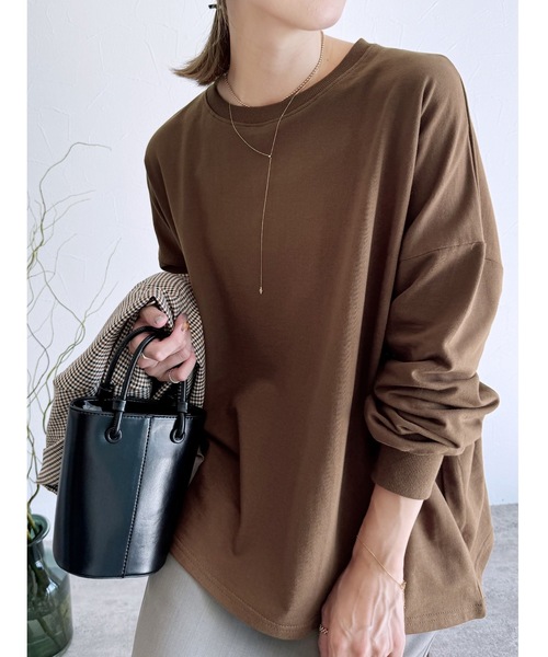 reca(レカ)の「【お気に入り数11万人突破!】ゆったり体型カバー!ボーダー&無地オーバーサイズプルオーバー(Tシャツ/カットソー・レディース・グレー/ブラック/ベージュ/ブラウン系その他/ブラック系その他/グリーン系その他/オフホワイト/ブラック系その他2/オートミール/グレー系その他/ブラウン/ボルドー/イエロー/ブルー系その他4/パープル/グレー系その他2/ブルー系その他2/ブルー系その他/レッド系その他/ブルー系その他3/ダークグリーン/ワインレッド/ネイビー/ブラウン系1/グレー系1/ホワイト系その他/グレー系その他3/ブラック系その他3/ベージュ系1・FREE)」の12枚目の写真