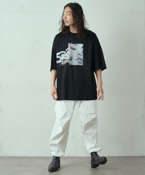 Lui's（ルイス）の「フェイスハンド スーパービッグシルエットTシャツ（Tシャツ/カットソー・メンズ・ホワイト/ブラック/グレー・FREE）」の6枚目の写真