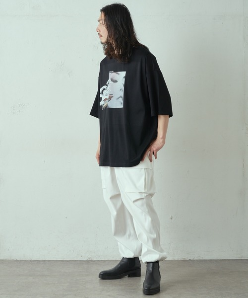 Lui's（ルイス）の「フェイスハンド スーパービッグシルエットTシャツ（Tシャツ/カットソー・メンズ・ホワイト/ブラック/グレー・FREE）」の9枚目の写真