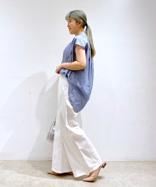 RIVE DROITE（リヴドロワ）の「大人に嬉しい二の腕カバー　オーバーフレンチブラウス（シャツ/ブラウス・レディース・オフホワイト/ブラック/サックスブルー・FREE）」の10枚目の写真