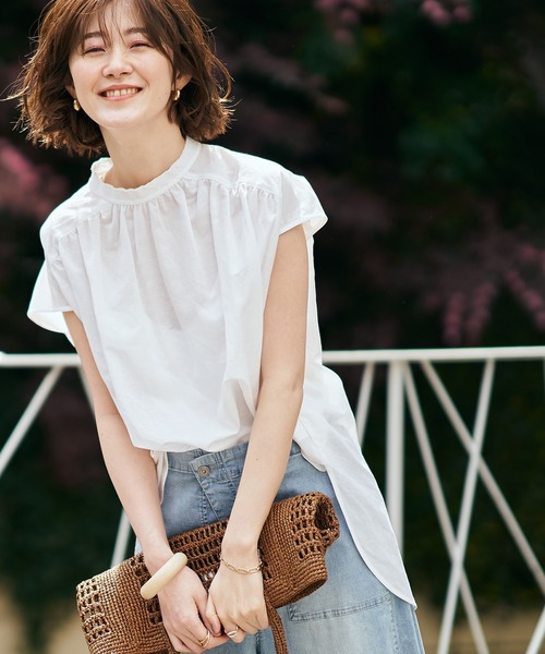 RIVE DROITE（リヴドロワ）の「大人に嬉しい二の腕カバー　オーバーフレンチブラウス（シャツ/ブラウス・レディース・オフホワイト/ブラック/サックスブルー・FREE）」の11枚目の写真