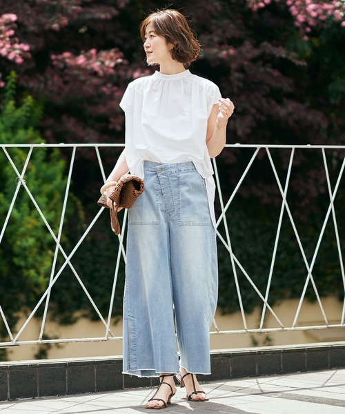 RIVE DROITE（リヴドロワ）の「大人に嬉しい二の腕カバー　オーバーフレンチブラウス（シャツ/ブラウス・レディース・オフホワイト/ブラック/サックスブルー・FREE）」の14枚目の写真