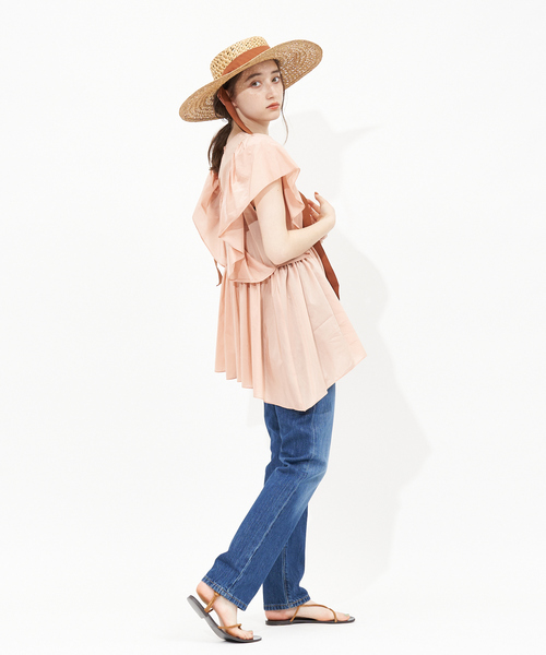 Rouge vif（ルージュヴィフ）の「フレアギャザーブラウス（シャツ/ブラウス・レディース・ライトグレー/ピンクベージュ/ダークネイビー・フリー）」の17枚目の写真