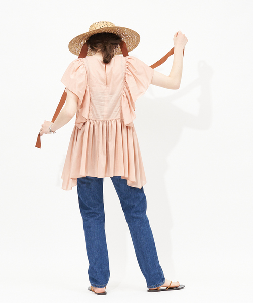 Rouge vif（ルージュヴィフ）の「フレアギャザーブラウス（シャツ/ブラウス・レディース・ライトグレー/ピンクベージュ/ダークネイビー・フリー）」の18枚目の写真