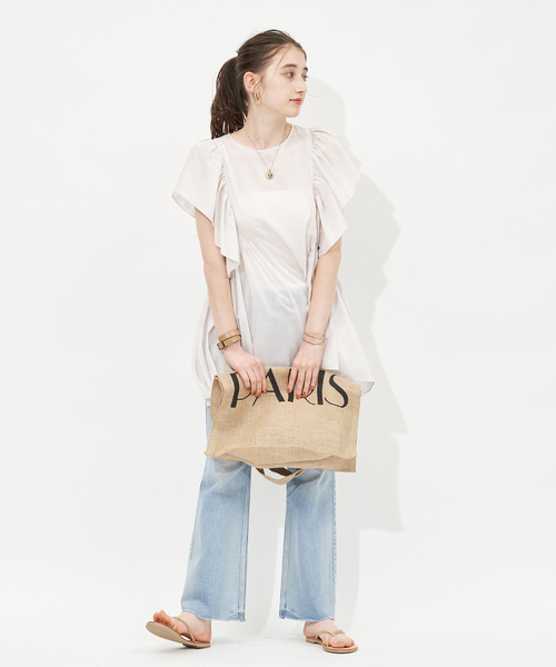 Rouge vif（ルージュヴィフ）の「フレアギャザーブラウス（シャツ/ブラウス・レディース・ライトグレー/ピンクベージュ/ダークネイビー・フリー）」の20枚目の写真