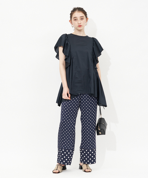 Rouge vif（ルージュヴィフ）の「フレアギャザーブラウス（シャツ/ブラウス・レディース・ライトグレー/ピンクベージュ/ダークネイビー・フリー）」の22枚目の写真