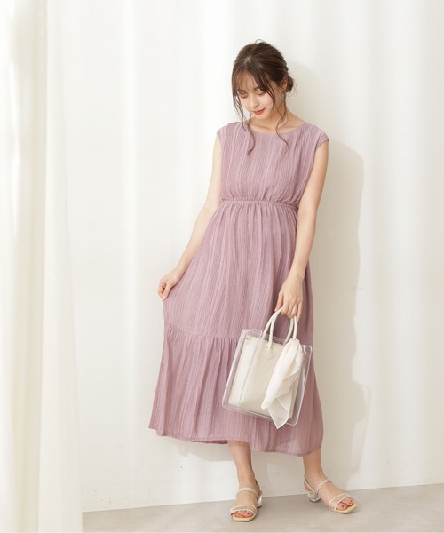 PROPORTION BODY DRESSING（プロポーションボディドレッシング）の「タック楊柳ワンピース / 1211240603（ワンピース・レディース・ブルー/ピンク/パープル・SMALL/MEDIUM）」の3枚目の写真