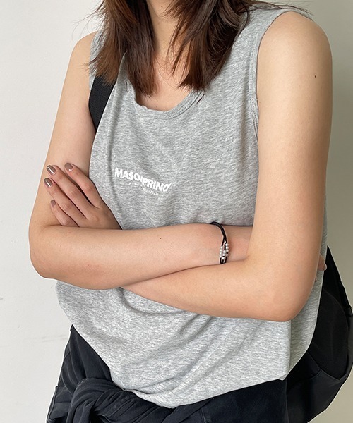 MASONPRINCE(メイソンプリンス)の「【MASONPRINCE】Broad shoulders adhesive label sleeveless t-shirt BX3013(タンクトップ・メンズ・ブラック/グレー/ホワイト/ライトブルー/ブルー・S/M/L)」の4枚目の写真