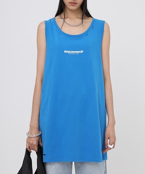 MASONPRINCE(メイソンプリンス)の「【MASONPRINCE】Broad shoulders adhesive label sleeveless t-shirt BX3013(タンクトップ・メンズ・ブラック/グレー/ホワイト/ライトブルー/ブルー・S/M/L)」の5枚目の写真