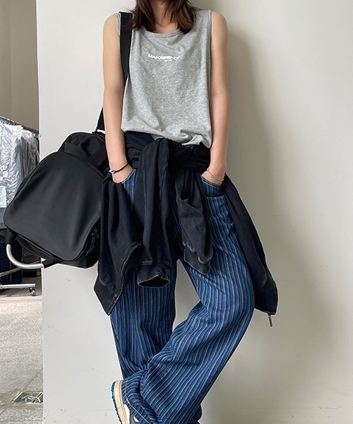 MASONPRINCE(メイソンプリンス)の「【MASONPRINCE】Broad shoulders adhesive label sleeveless t-shirt BX3013(タンクトップ・メンズ・ブラック/グレー/ホワイト/ライトブルー/ブルー・S/M/L)」の7枚目の写真
