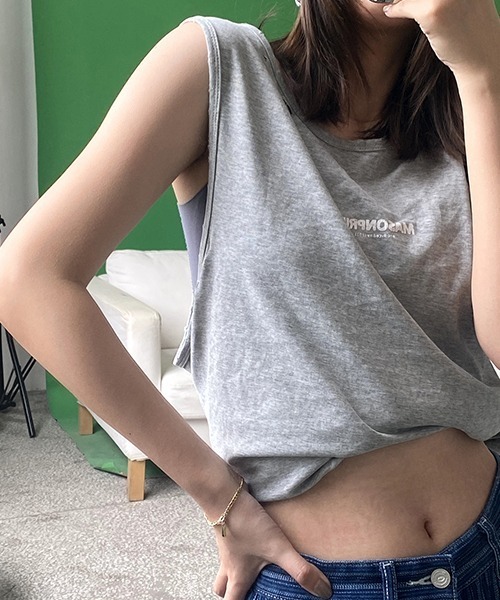 MASONPRINCE(メイソンプリンス)の「【MASONPRINCE】Broad shoulders adhesive label sleeveless t-shirt BX3013(タンクトップ・メンズ・ブラック/グレー/ホワイト/ライトブルー/ブルー・S/M/L)」の11枚目の写真