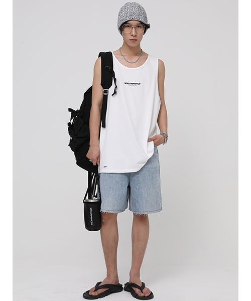 MASONPRINCE(メイソンプリンス)の「【MASONPRINCE】Broad shoulders adhesive label sleeveless t-shirt BX3013(タンクトップ・メンズ・ブラック/グレー/ホワイト/ライトブルー/ブルー・S/M/L)」の18枚目の写真