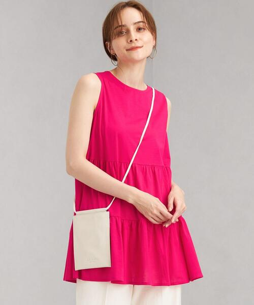 green label relaxing（グリーンレーベルリラクシング）の「FFC OG ティアード ノースリーブ カットソー（Tシャツ/カットソー・レディース・ホワイト/ブラック/ピンク・FREE）」の3枚目の写真