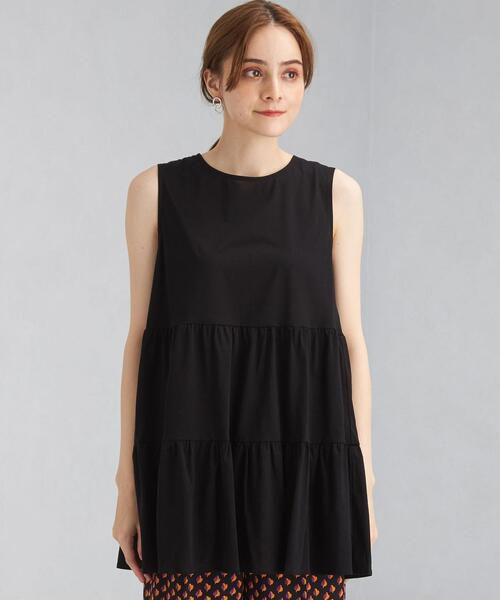 green label relaxing（グリーンレーベルリラクシング）の「FFC OG ティアード ノースリーブ カットソー（Tシャツ/カットソー・レディース・ホワイト/ブラック/ピンク・FREE）」の4枚目の写真