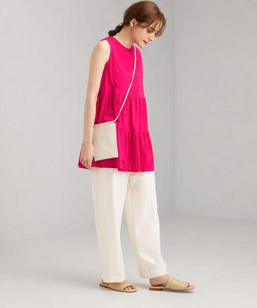 green label relaxing（グリーンレーベルリラクシング）の「FFC OG ティアード ノースリーブ カットソー（Tシャツ/カットソー・レディース・ホワイト/ブラック/ピンク・FREE）」の8枚目の写真