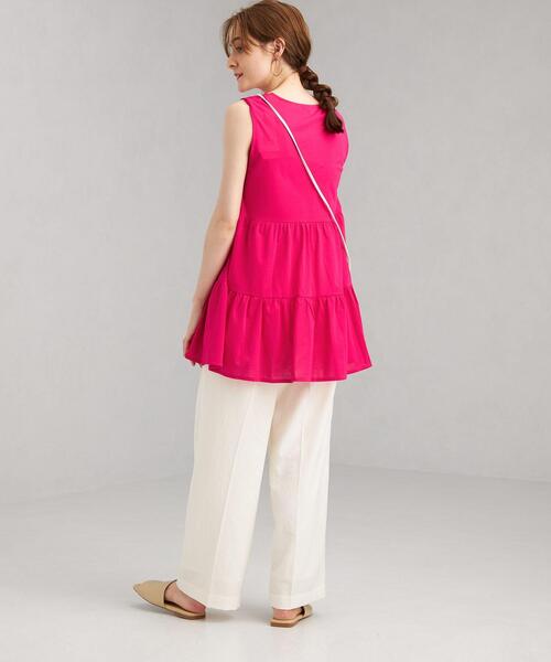 green label relaxing（グリーンレーベルリラクシング）の「FFC OG ティアード ノースリーブ カットソー（Tシャツ/カットソー・レディース・ホワイト/ブラック/ピンク・FREE）」の9枚目の写真