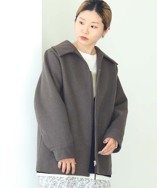 nitca(ニトカ)の「▲W/Ca平二重メルトン フロントジップコート(その他アウター・レディース・ダークネイビー/モスグリーン・FREE)」の2枚目の写真